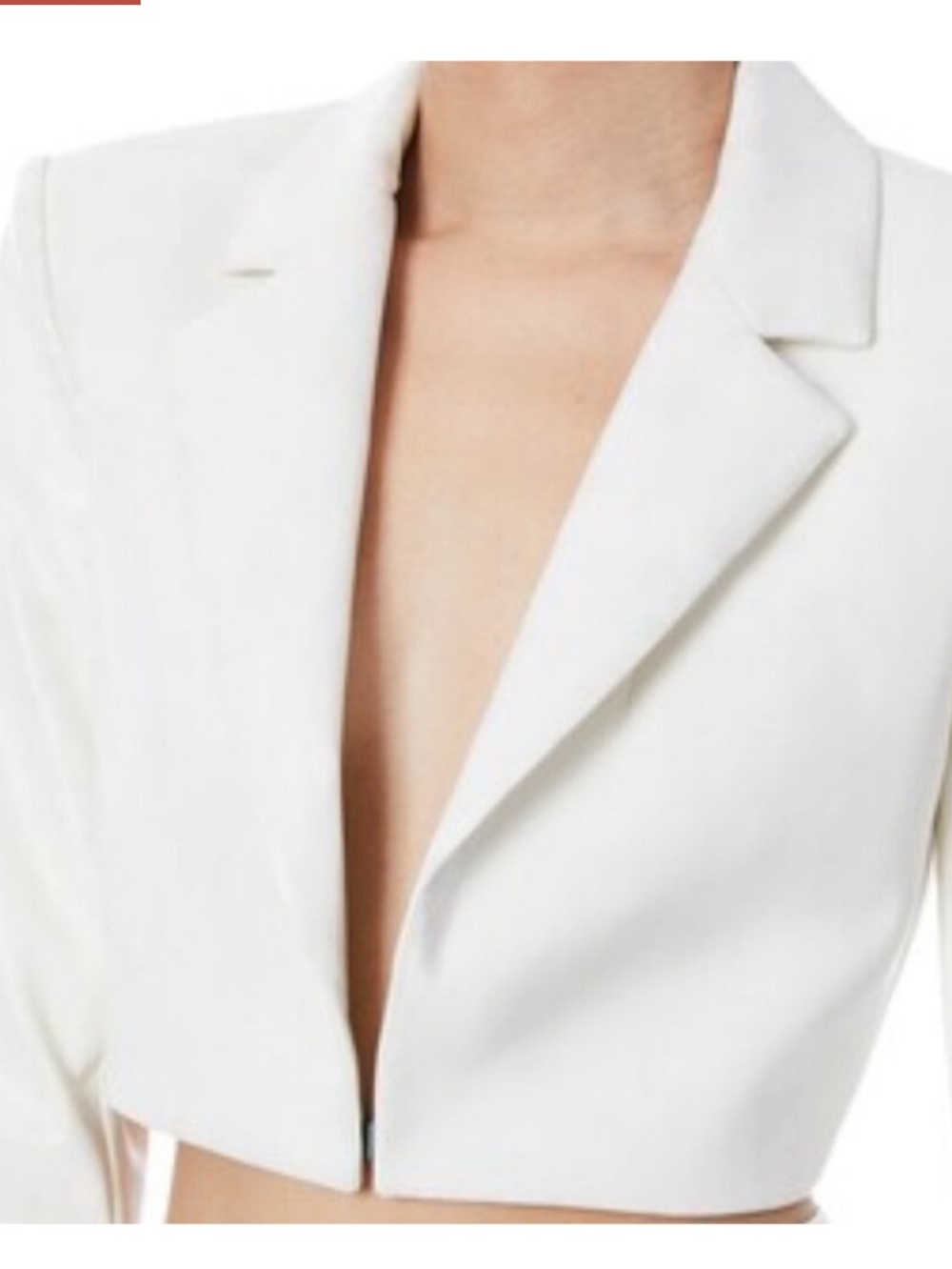 AS IS Alice + Olivia faux butter-soft leather cropped blazer ivory jacket US 12 - Picture 2 of 12